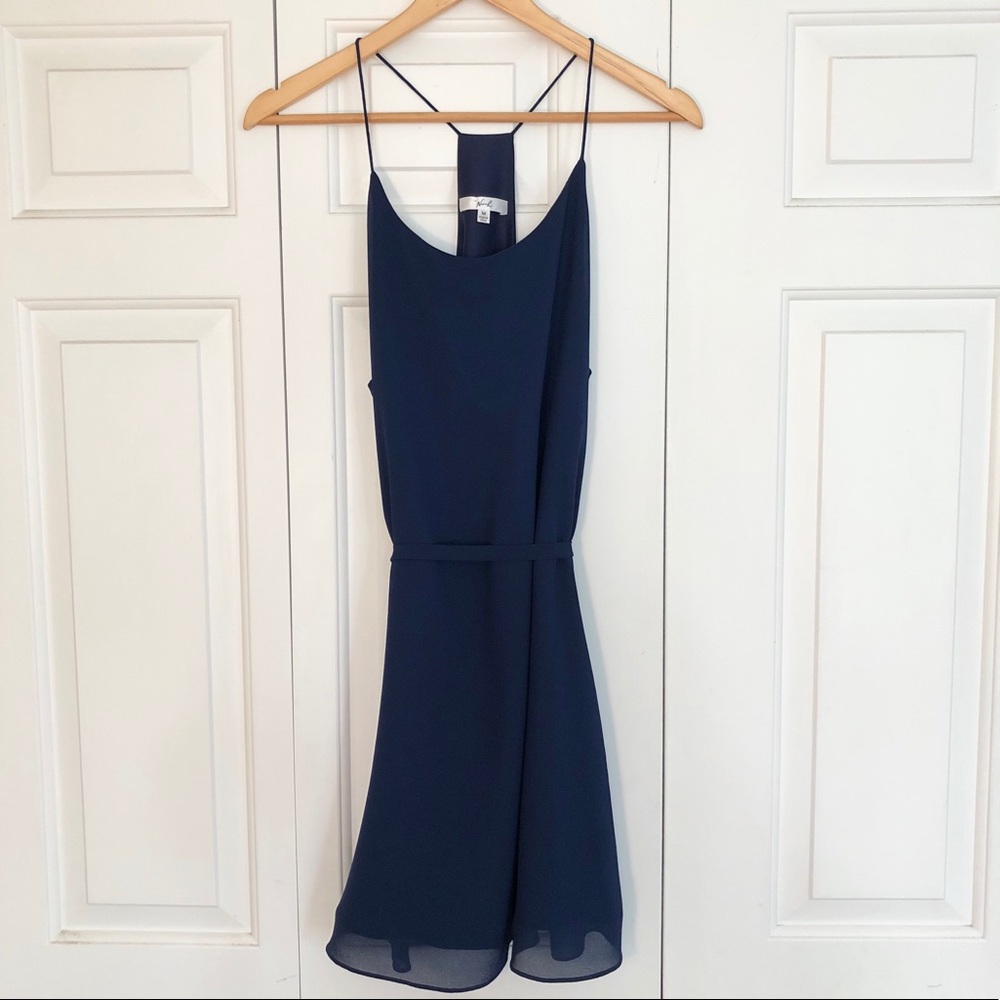 Navy Tie-Waist Mini Dress